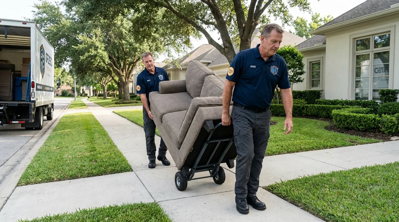 Local residential moving crew loading furniture in Parker City, IN